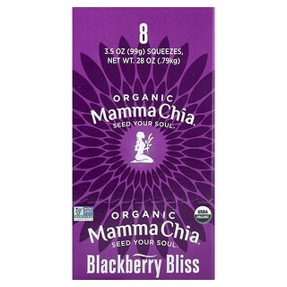 Mamma Chia, 有机奇亚籽吸吸乐®，活力零食，黑莓喜悦，8 袋装，每袋 3.5 盎司（99 克）