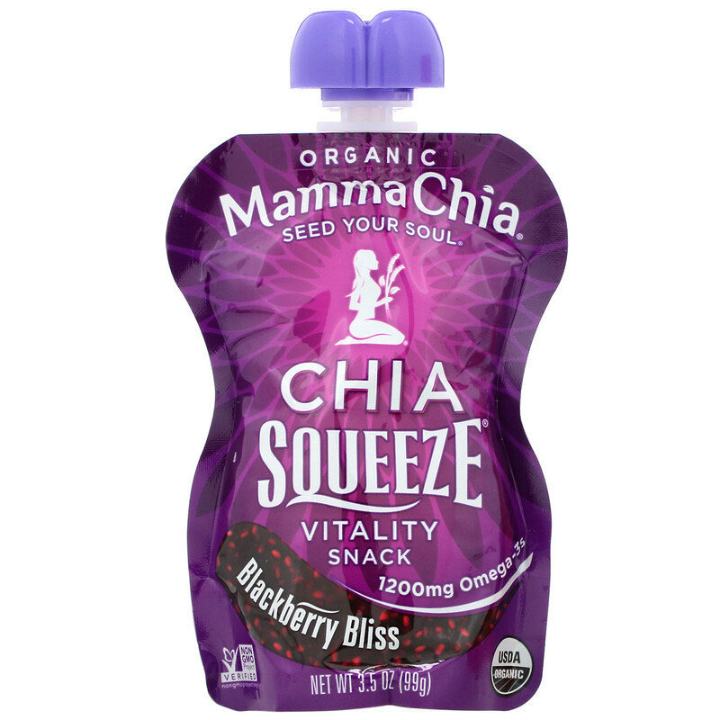 Mamma Chia, Organic Chia Squeeze, Vitality Snack, Blackberry Bliss, 8
