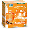 Mamma Chia, チーアスクイーズ, バイタリティスナック, マンゴーココナッツ, 4袋, 各3.5オンス (99 g) Each