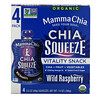 Mamma Chia, Suco Orgânico de Chia Espremida, Lanche de Vitalidade, Framboesa Selvagem, 4 espremidos, 3,5 onças (99 g) cada