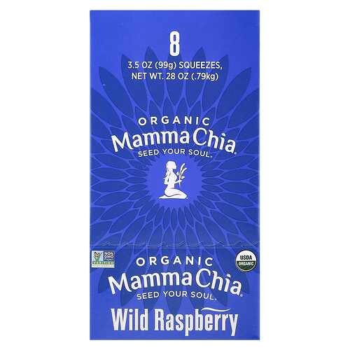 Mamma Chia Organic Chia Squeeze®, Vitality Snack, Wild Raspberry, 8 Squeezes, 3.5 oz (99 g) Each
