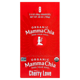 Mamma Chia, Organic Chia Squeeze®, Vitality Snack, Cherry Love, 8 Squeezes, 3.5 oz (99 g) Each