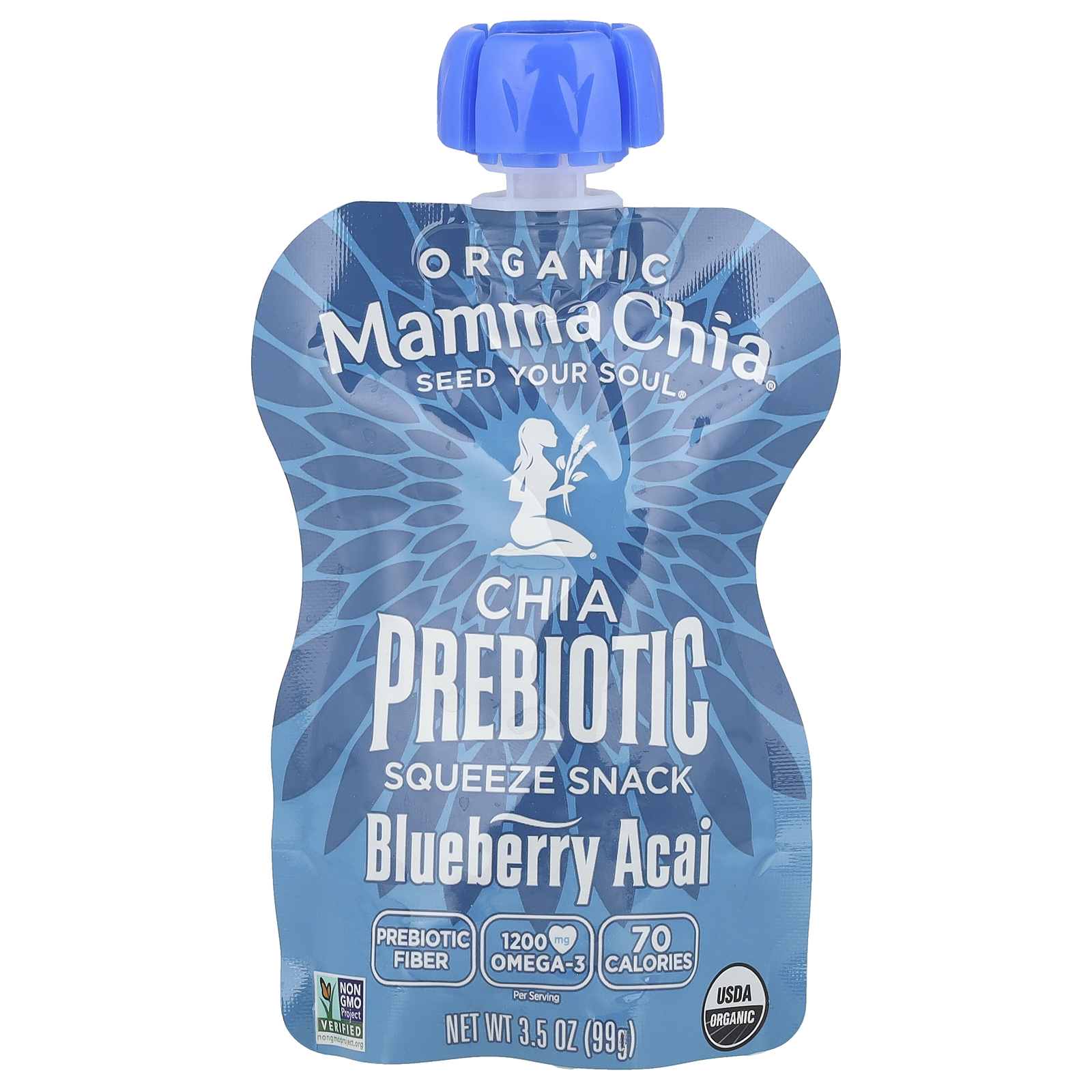 Bio Chia Prebiotic Squeeze Snack, Blueberry Acai, 4 Squeezes, 3,5 oz (99 g) - Bild 3 von 3