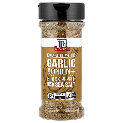 McCormick, Condimento para todo uso, ajo y cebolla con pimienta negra y sal marina`` 120 g (4,25 oz)