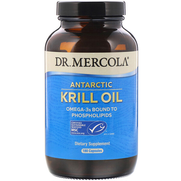 Dr. Mercola, Масло антарктического криля, 180 капсул