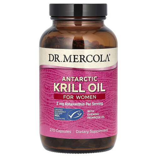 Dr. Mercola, Antarktisk krillolja för kvinnor, 270 kapslar