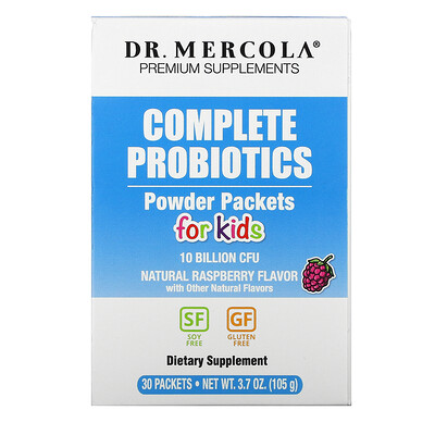 Dr. Mercola комплекс пробиотиков для детей в виде порошка в пакетиках натуральный малиновый вкус 10 млрд КОЕ 30 пакетиков по 3 5 г (0 12 унции) каждый