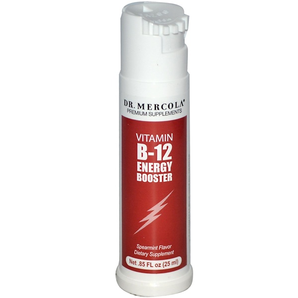 Dr. Mercola, Vitamin B-12 Energy Booster, Spearmint Flavor, .85 fl oz (25 ml) (Discontinued Item) 