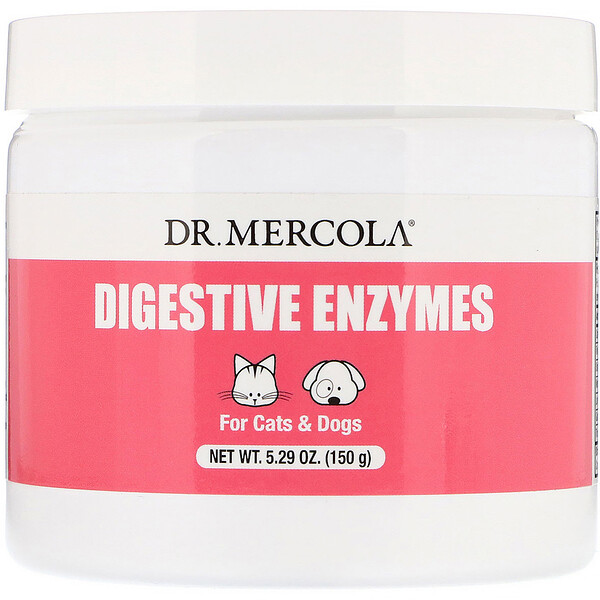 Dr. Mercola, אנזימי עיכול, לחתולים וכלבים, 150 גרם