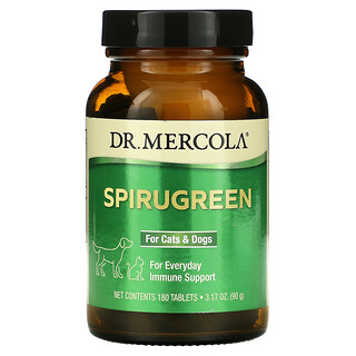 Dr. Mercola, SpiruGreen, для кошек и собак, 180 таблеток