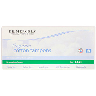 Dr. Mercola, Organic Cotton Tampons, Super, 14 Tampons