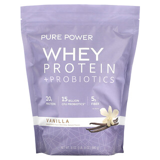 Dr. Mercola, Čistá síla, syrovátkový protein + probiotika, vanilka, 880 g