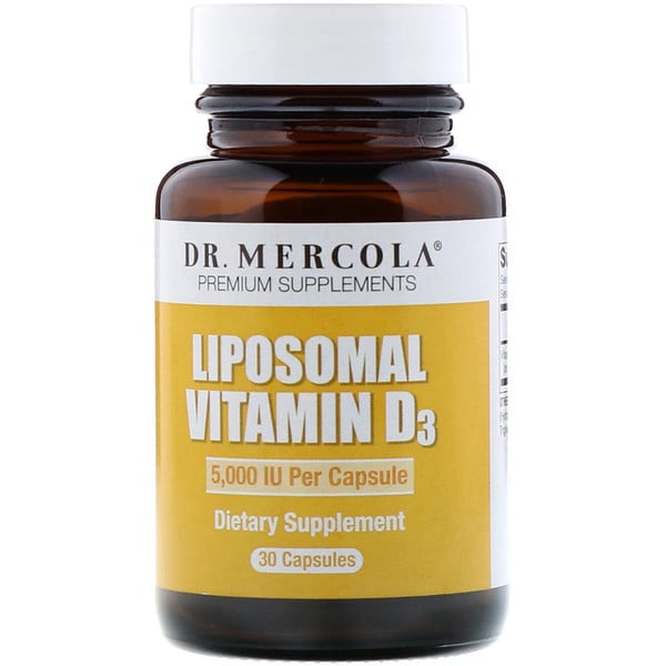Dr. Mercola, липосомальный витамин D3, 5000 МЕ, 30 капсул