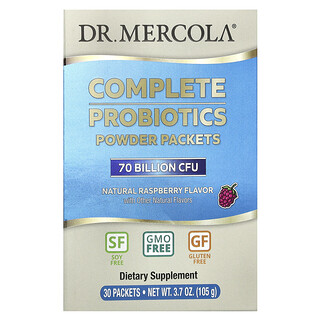 Dr. Mercola, Paket Serbuk Probiotik Lengkap, Raspberi Asli , 70 Billion CFU, 30 Paket, 0.12 oz (3.5 g) Setiap satu