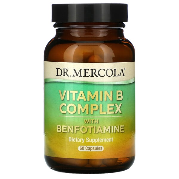 Dr. Mercola, Complejo de vitaminas B con benfotiamina, 60 cápsulas