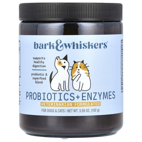 Dr. Mercola Bark & Whiskers™, Probiotics + Enzymes, For Dogs & Cats, 3.59 oz (102 g)