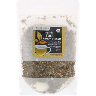Dr. Mercola, Органический чай тулси с лимоном и имбирем, листовой чай, 4 унц.(113,4 г)