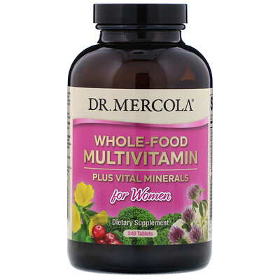 Dr. Mercola Мультивитамины из цельных продуктов плюс необходимые микроэлементы для женщин, 240 таблеток