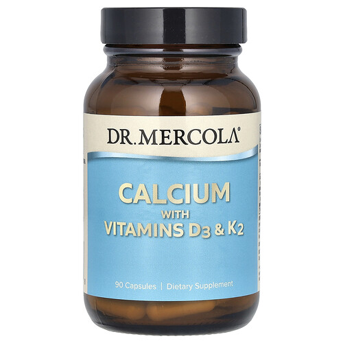 Dr. Mercola, Kalcium med vitamin D3 och K2, 90 kapslar