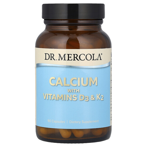 Dr. Mercola, Calcium with Vitamins D3 & K2, Calcium mit Vitamin D3 und K2, 90 Kapseln