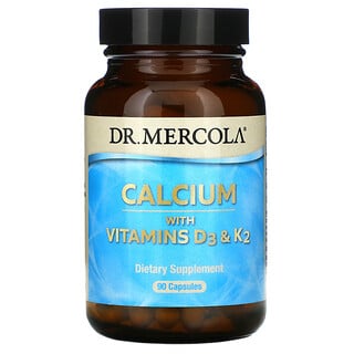 Dr. Mercola, Calcio con vitaminas D3 y K2, 90 cápsulas