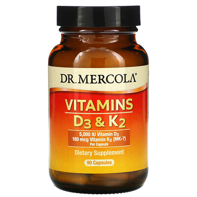 Dr. Mercola Витамины D3 и K2, 90 капсул