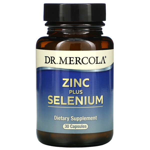Dr. Mercola‏, אבץ בתוספת סלניום, 30 כמוסות