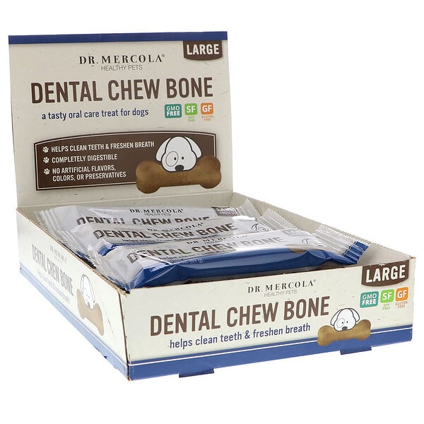 Dental Chew Bone, Large, For Dogs, 12 Bones, 2.15 oz (61 g) Each