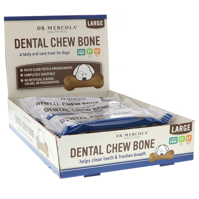 Dr. Mercola, Dental Chew Bone, Large, For Dogs, 12 Bones, 2.15 oz (61 g