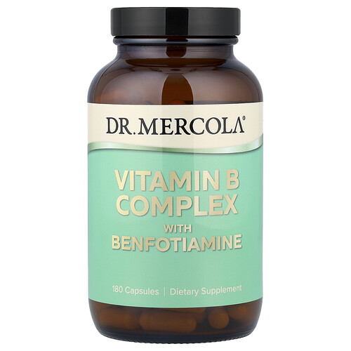 Dr. Mercola, B-vitaminkomplex med benfotiamin, 180 kapslar