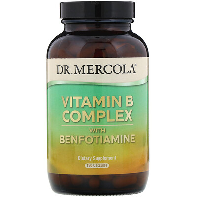 Dr. Mercola Комплекс витаминов группы B с бенфотиамином, 180 капсул