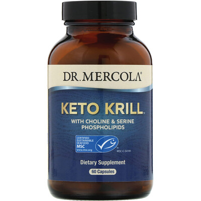 Dr. Mercola Keto Krill, масло криля с холином и сериновыми фосфолипидами, 60 капсул