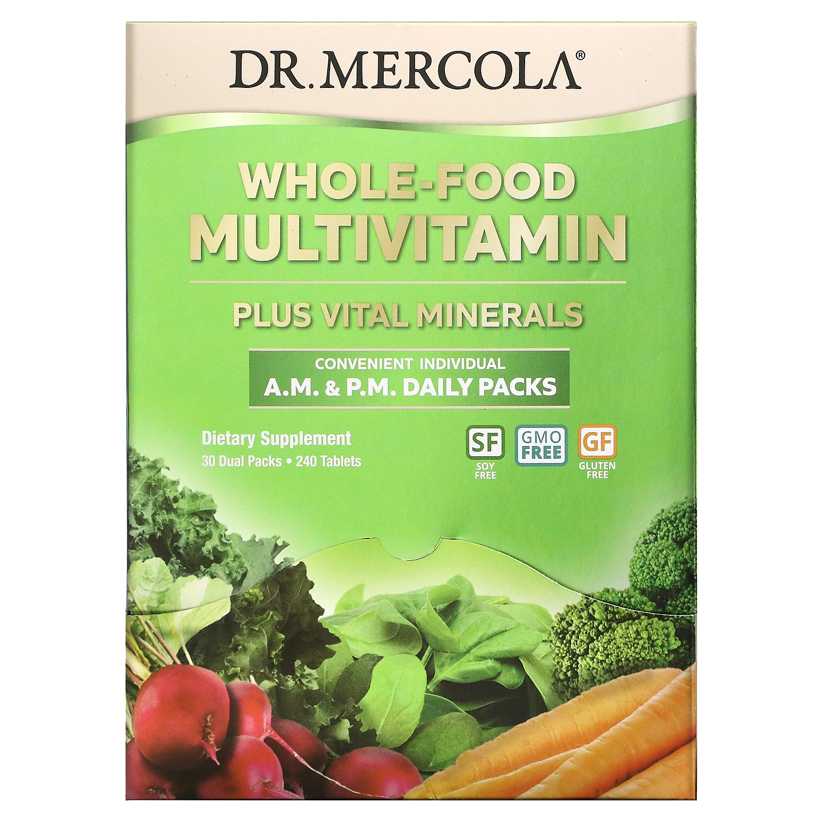 Dr. Mercola (닥터머콜라), 자연식품 종합 비타민 A.M. & P.M. 데일리 팩, 30 듀얼 팩 (판매가 중단된 상품)