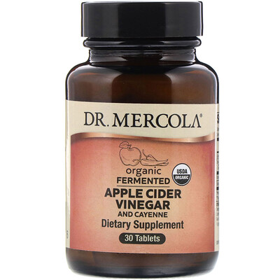 Dr. Mercola Органические ферментированные яблочный уксус и кайенский перец, 30 таблеток