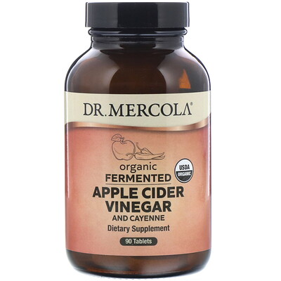 Dr. Mercola Органические ферментированные яблочный уксус и кайенский перец, 90 таблеток