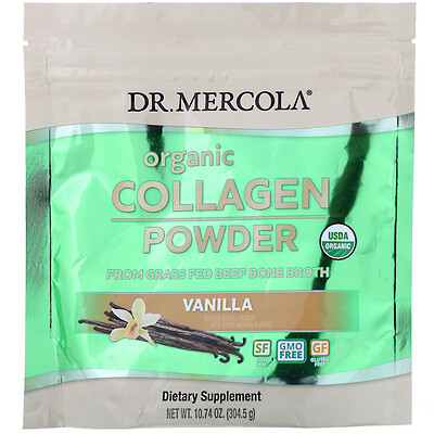 Dr. Mercola Органический порошоки из коллагена, ваниль, 304,5 г (10,74 унции)
