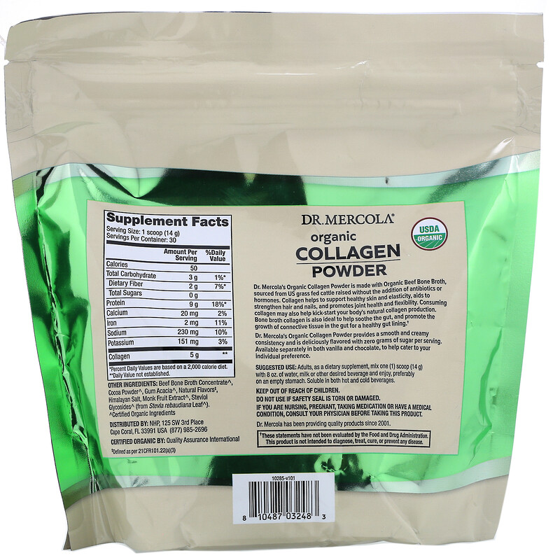 Dr. Mercola, Organic Collagen Powder, Chocolate, 14.81 oz (420 g) - iHerb