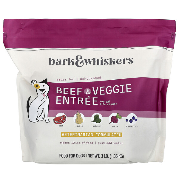 Dr. Mercola Bark & Whiskers®, Beef & Veggie Entree, For Dogs, 3 lb (1.36 kg)