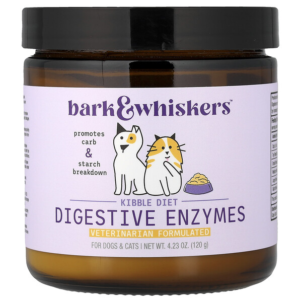 Dr. Mercola Bark & Whiskers™, Kibble Diet, Digestive Enzymes, For Dogs & Cats, 4.23 oz (120 g)