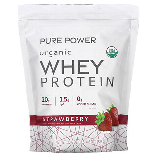 Dr. Mercola, Kuasa Tulen, Protein Whey Organik, Strawberi, 1 lb 4.6 oz (585 g)