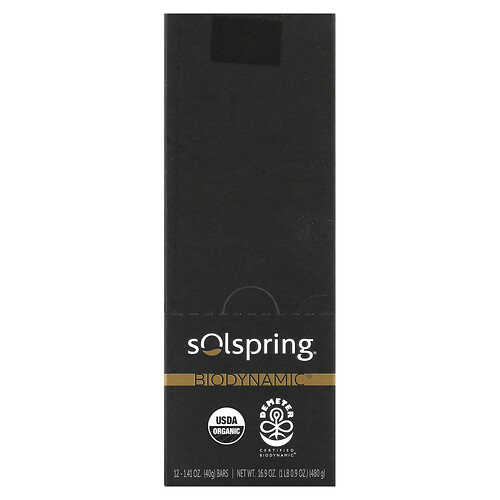 Dr. Mercola, Solspringen®, Biodynamic®, Dunkler Schokoladenriegel, 70% Kakao, 12 Riegel, je 40 g (1,41 oz.).