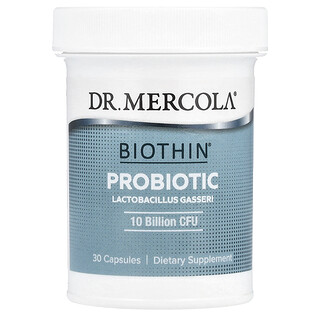 Dr. Mercola, Biothin®, пробиотик, лактобактерии гассери, 250 мг (10 млрд КОЕ), 30 капсул