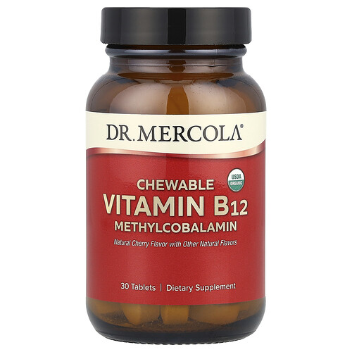 Dr. Mercola Chewable Vitamin B12 Methylcobalamin, Natural Cherry, 30 Tablets