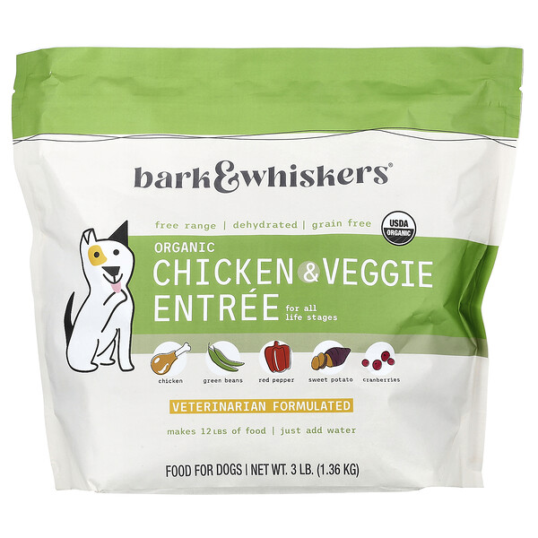 Dr. Mercola Bark & Whiskers®, Organic Chicken & Veggie Entree, For Dogs, 3 lb (1.36 kg)