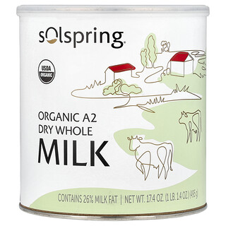 Dr. Mercola, Solspring®, Leche entera A2 orgánica en polvo, 495 g (17,4 oz)