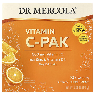 Product Image for Dr. Mercola, Vitamin C-PAK , Natural Orange, 30 Packets, 0.17 oz (4.93 g) Each