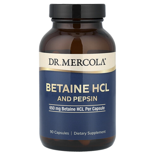 Dr. Mercola, Betaine HCL and Pepsin, 650 mg, 90 Capsules