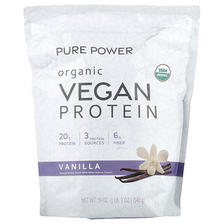 Dr. Mercola, Pure Power, органический веганский протеин, со вкусом ванили, 540 г (1 фунт 3 унции)