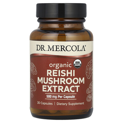 Dr. Mercola, Extracto de hongo reishi orgánico, 30 cápsulas