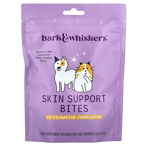 Dr. Mercola, Skin Support Bites, For Dogs & Cats, White Cheddar , 6.34 oz (180 g)